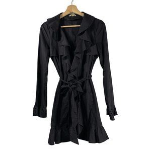 Krafty Women's Ruffle Belted Waist Coat Black Size M